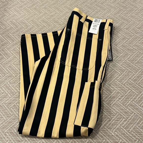 NEW Game Bibs Gold and Black Striped Pants Size 30x30 100% Cotton Side Pockets - Picture 1 of 8
